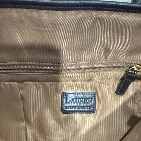 Ralph Lauren Plaid Tote Bag with Suede Sides, Bottom & Leather Handles - Picture 2 of 6